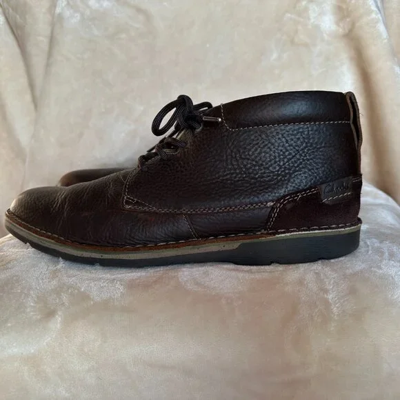Clarks Edgewick Mid Chukka Boots Men's Size 13M Oiled Brown Leather - Picture 13 of 14